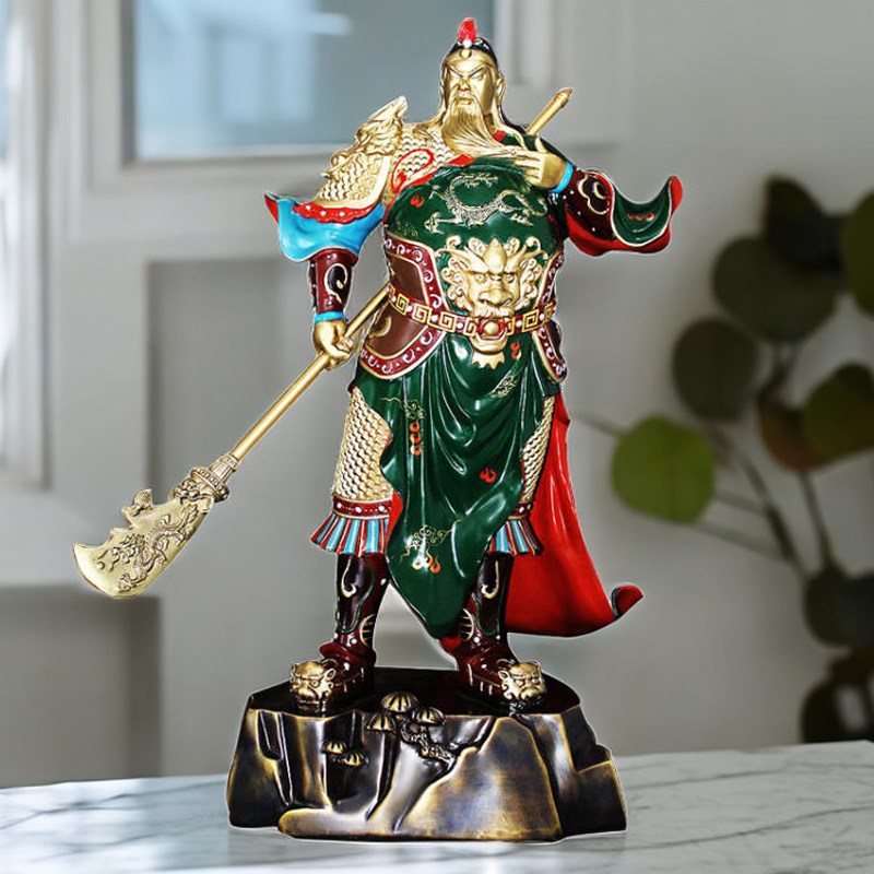 铜关公摆件彩铜关二爷关羽武财神神像家居客厅招财乔迁新家礼品