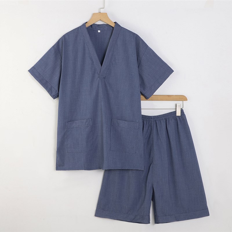 洗浴浴服男家居服汗蒸服大码养生套装浴服男按摩服足疗客人按摩服