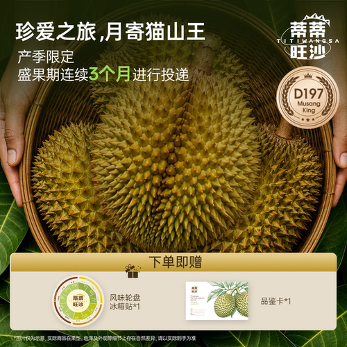 月寄马来D197猫山王鲜果榴莲
