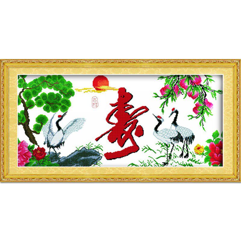 2021新款绣棉线绣十字绣寿字成品机绣百寿图客厅已绣好的出售新品
