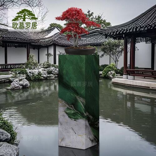 花园庭院岩板花架子客厅落地式轻奢高级感装饰立柱大理石摆件底座