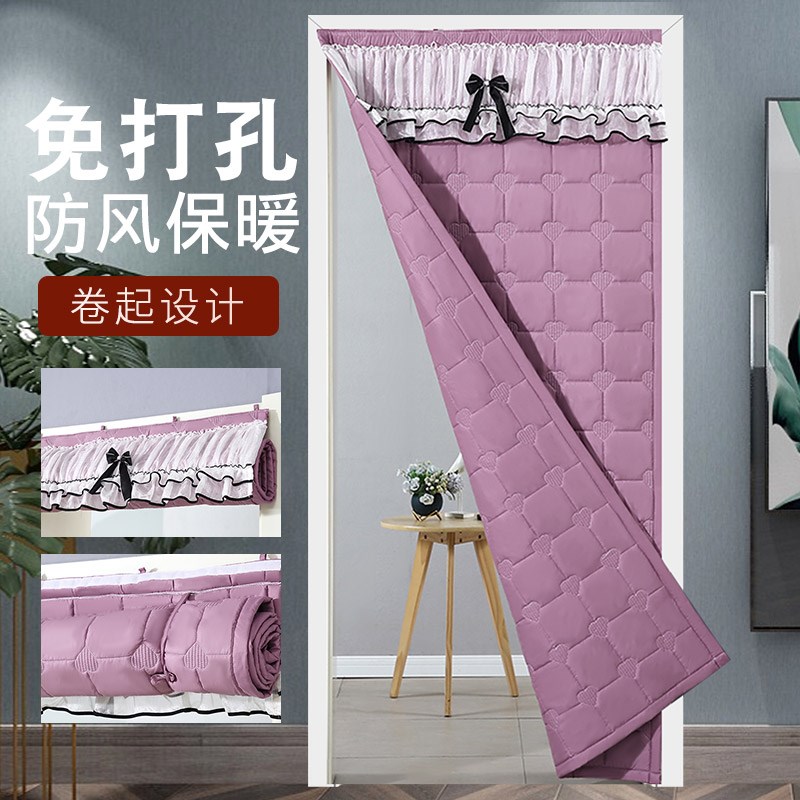 棉门帘家用冬季保暖防风棉隔断帘防寒空调挡风挂帘免打孔简约时尚