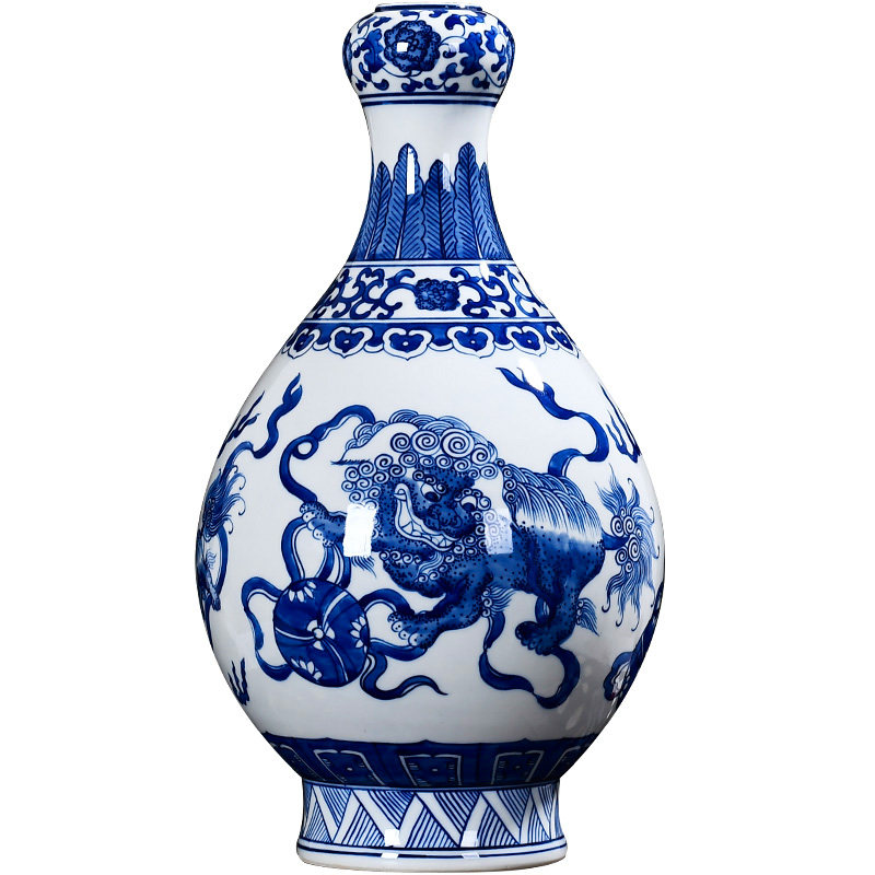 景德镇陶瓷花瓶明清古典手绘仿古青花瓷中式家居客厅装饰品摆件