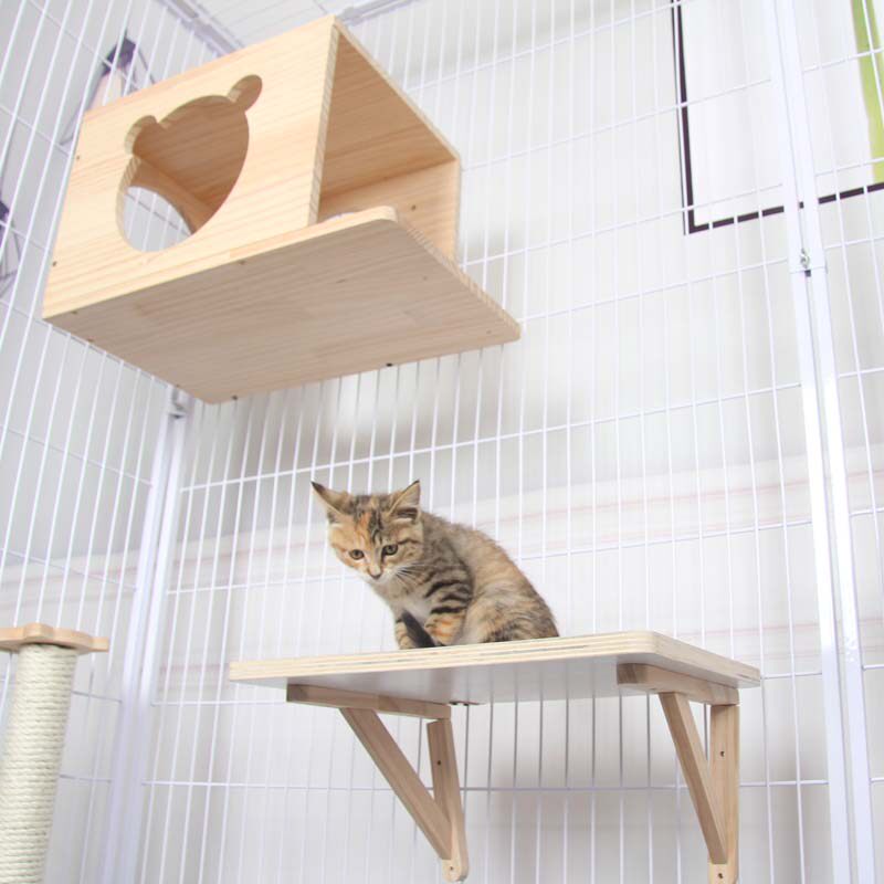 猫笼悬挂式休息平台兔子跳台踏板隔层实木挂床猫别墅獒运自由空间