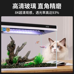 初迪2024款智能金鱼缸小型桌面家用客厅过滤循环一体机生态水族箱