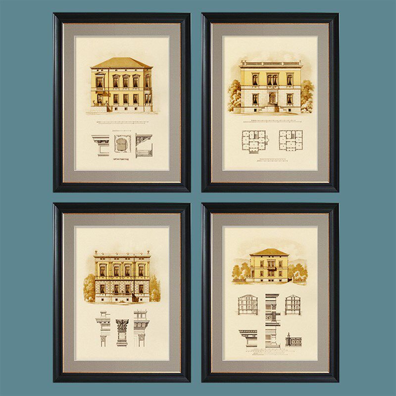 美式风景建筑物 客厅 书房 玄关 沙发背景装饰画有框画挂画墙画