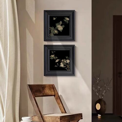中古风喜上眉梢装饰画中式高级感艺术玄关挂画客厅沙发背景墙壁画