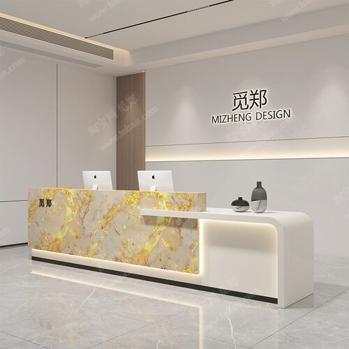 简约物业柜台学i校接待台烤漆收银台办公室吧台桌公司酒店前台接