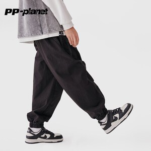 PP星球男童休闲裤2024春秋款时髦中大童儿童潮酷男孩百搭束脚长裤
