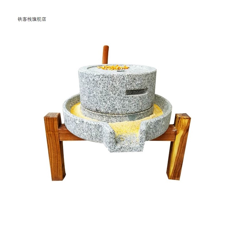 新款花岗岩小石磨传统工艺手推磨天然石头磨盘雕塑商用电动石磨子