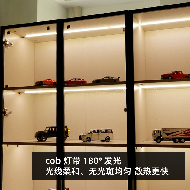 12V/24V可调光双色温COB灯带自粘超薄吊顶装饰酒橱柜手办模型灯条