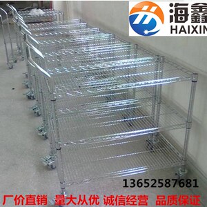 深圳镀铬手推周转车工厂车间防静电不锈钢移动置物架带轮子货架