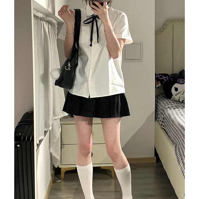 东京岁时记jk制服女基础款短袖衬衫夏款上衣学生小众外套白桃汽水