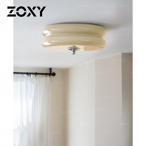 zoxy佐夕 简约卧室吸顶灯法式中古玻璃阳台玄关奶油风书房衣帽间
