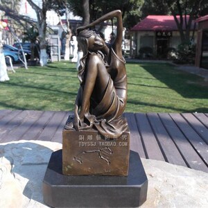 铜雕塑天真少女星座狮子座欧式复古手工家居客厅书房摆件家居装品