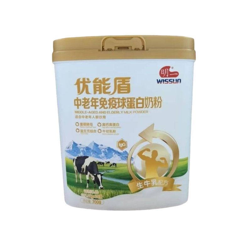 明一优能盾中老年免疫球蛋白奶粉700g无蔗糖生牛乳配方