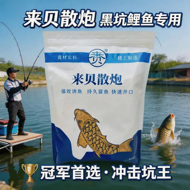 来贝散炮正品鲤鱼散炮鲫鱼饵料黑坑竞技诱鱼开口神器好饵料果香味