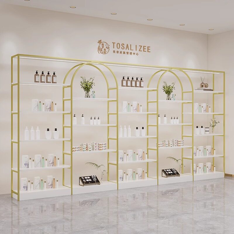 货品展示柜展示架美容院化妆品护肤品理发店美甲发模储物柜货架