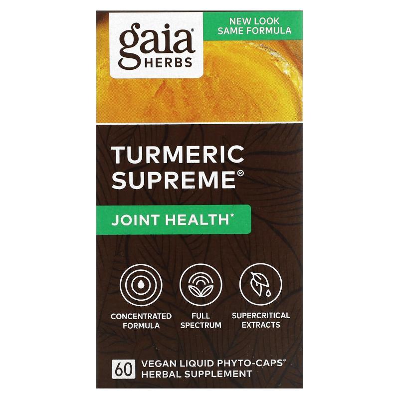 Gaia Herbs,姜黄尊级，关节，60 粒全素液体 Phyto-Caps 胶囊