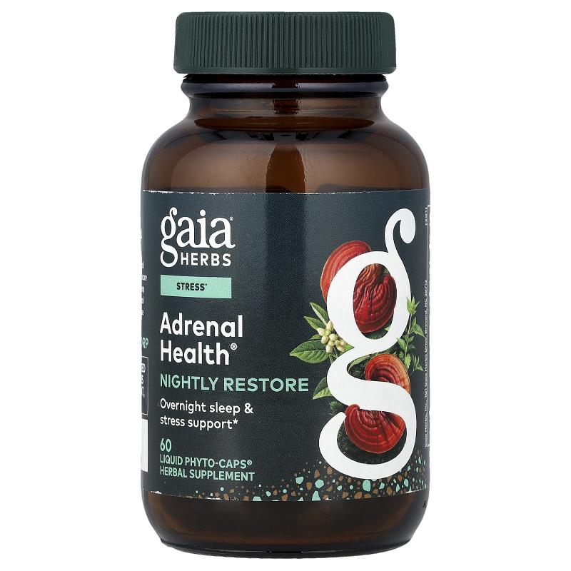 Gaia Herbs,肾上腺健康®，夜间，60 粒液体 Phyto-Caps® 胶囊