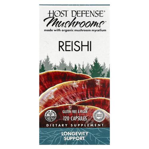Host Defense,Mushrooms™，灵芝，120 粒胶囊