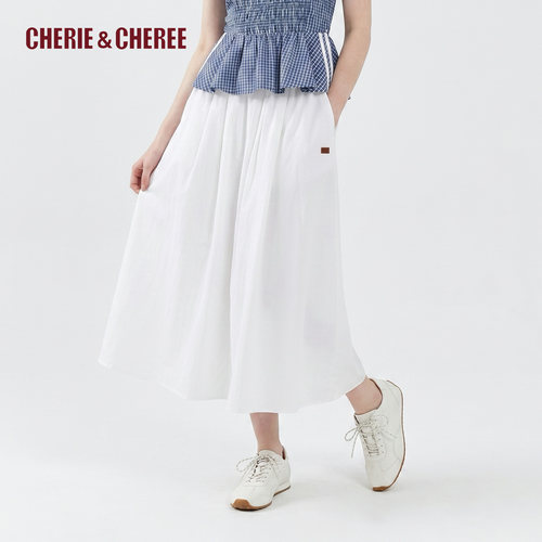 CHERIE&CHEREE26夏棉感纯色长款半身裙女CC6WCX4Z220