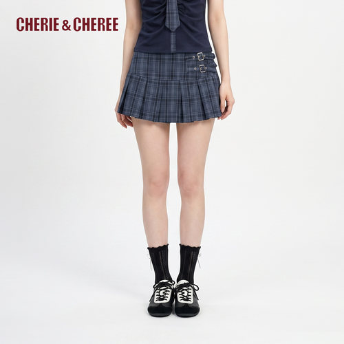 CHERIE&CHEREE26夏格子调节扣百褶短裙CC6WLX5Z598