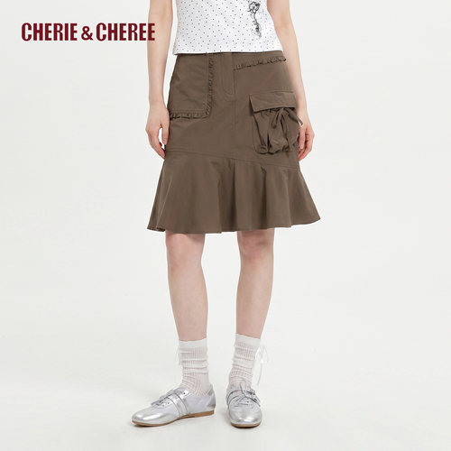 CHERIE&CHEREE26夏荷叶边鱼尾中长款半身裙女CC6WLX5Z405