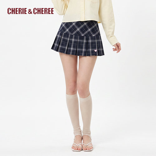 CHERIE&CHEREE格纹百褶短裙