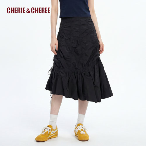 CHERIE&CHEREE26夏抽绳鱼尾中长款半身裙女CC6WLX5Z408