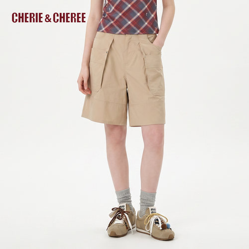 CHERIE&CHEREE阔腿休闲直筒中裤五分裤宽松显瘦短裤女CC6WLX5U321