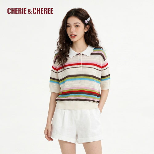 CHERIE&CHER彩虹撞色POLO衫