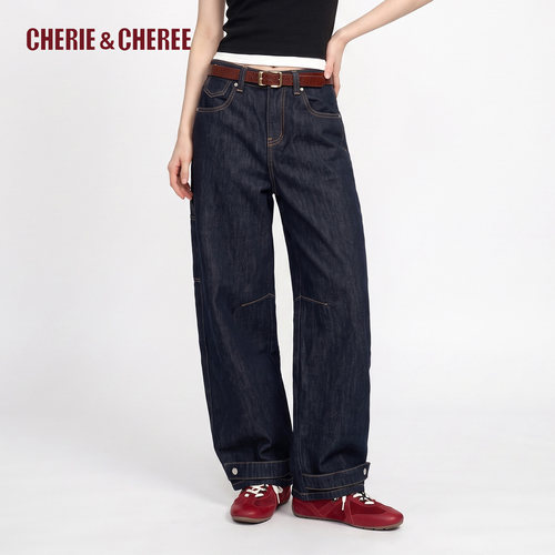 CHERIE&CHEREE宽松牛仔弯刀长裤