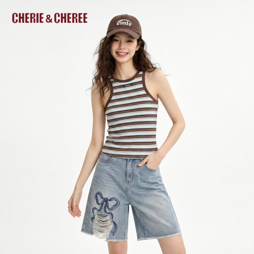 CHERIE&CHEREE26夏撞色拼接无袖圆领休闲背心女CC6WCX5T241