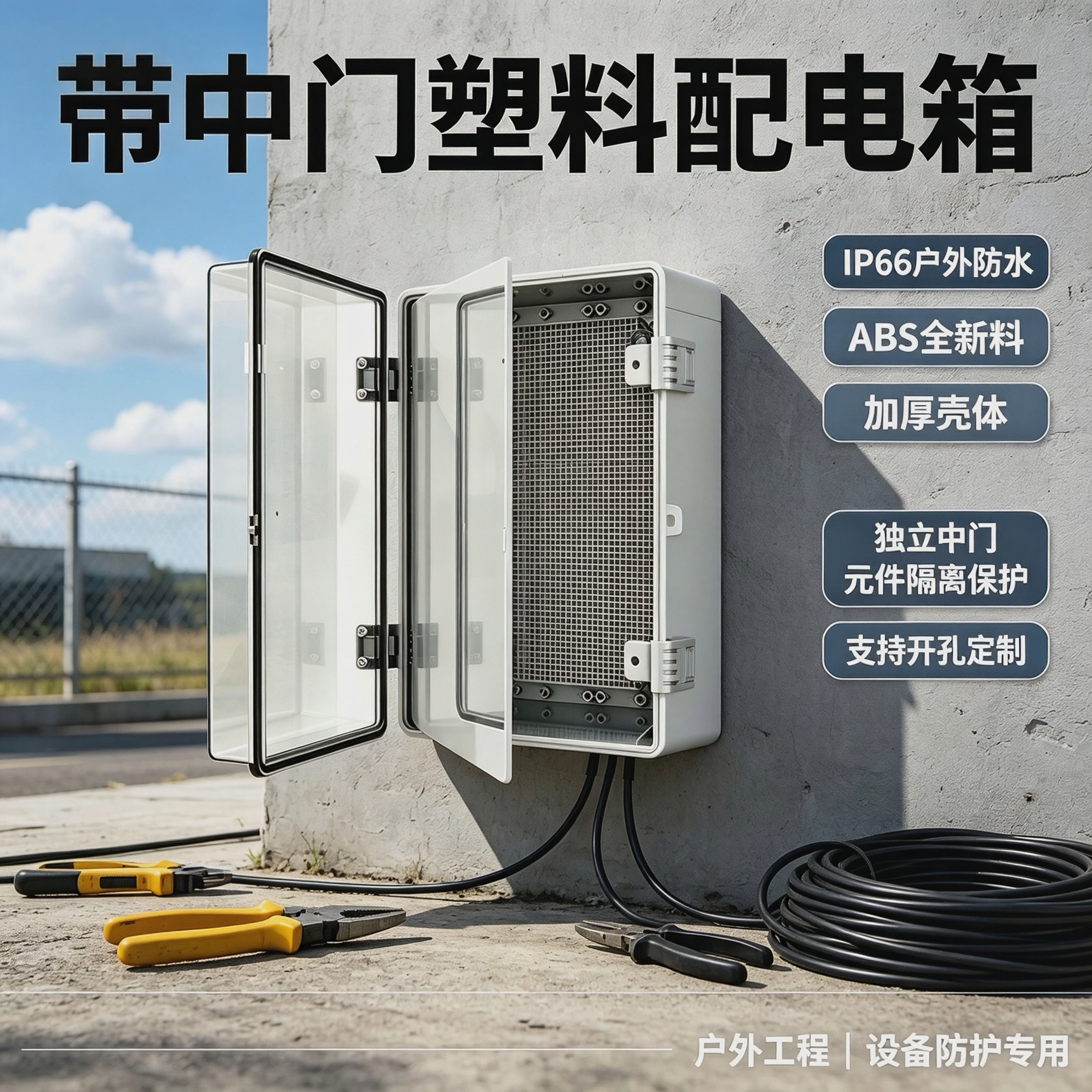 迎欣户外防水防尘双层中门配电箱
