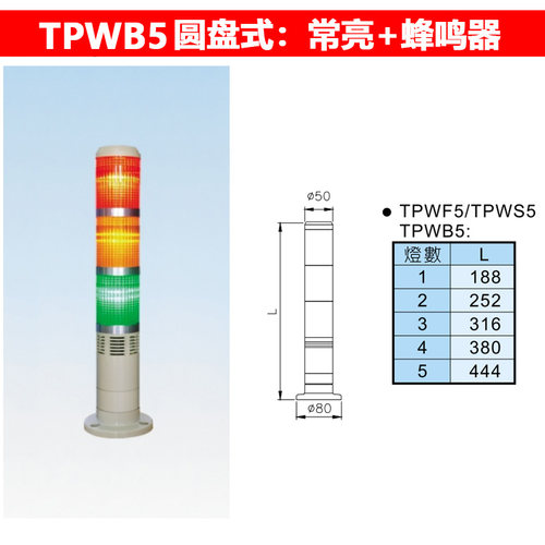 天得TEND三色灯TPFB5-TPTL5-TPFS5-TPWS5-L73ROG 24V警报信号塔灯