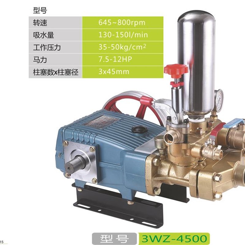 4500型三缸柱塞泵农用园林打药高压喷雾清洗压力泵远程抽水机直营