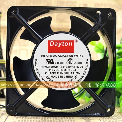 Dayton 115 CFM AC AXIALFAN 4WT46 115V E77551 0.24A 12038风扇
