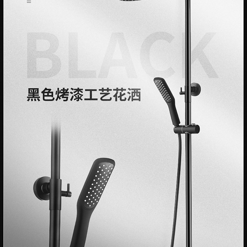 正品埃美柯全铜黑色淋浴龙头套装花洒带下出洗澡浴室YG856专卖店