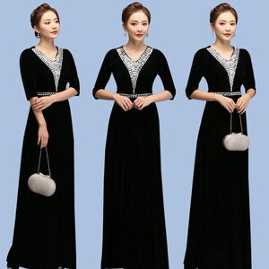 合唱团演出服成人女新款国庆节大合唱服长裙中老年显瘦红色连衣裙