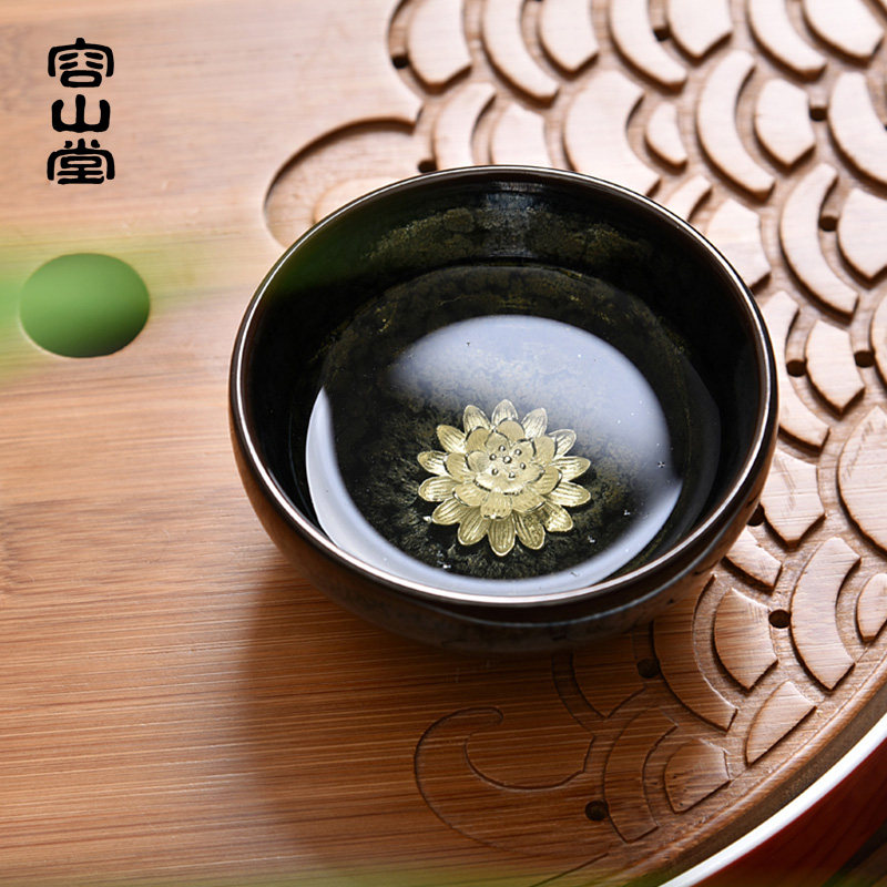 容山堂固德 星空天目镶银质茶杯 陶瓷大小号加厚品茗杯个人杯单杯