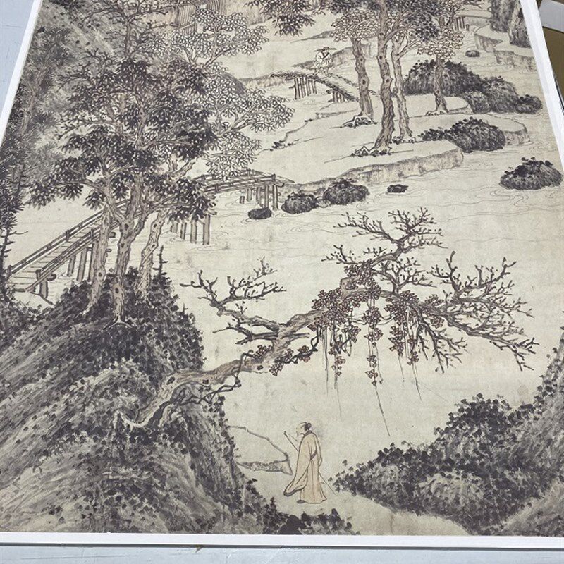 明 沈周 瀼西草堂图 古代名家山水人物国画立轴 高清微喷复制装裱