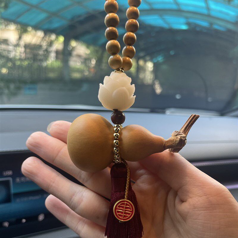 以谦堂天然葫芦汽车挂件福禄平安流苏挂饰车载后视镜车内吊饰品