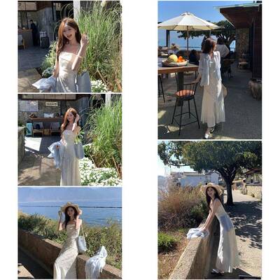切糕自制小个子春夏新款蕾丝无袖吊带洋装女收腰度假抹胸裙子