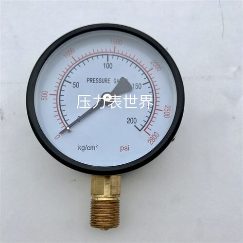 双刻度 英文压力表  y-100 0~200KG/CM2 2800PSI 直径100mm 雷派