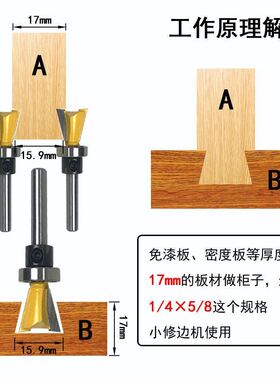 仿型燕尾刀木工轴承槽铣铣刀具1/4修边机刀头雕刻机锣刀子口荀刀