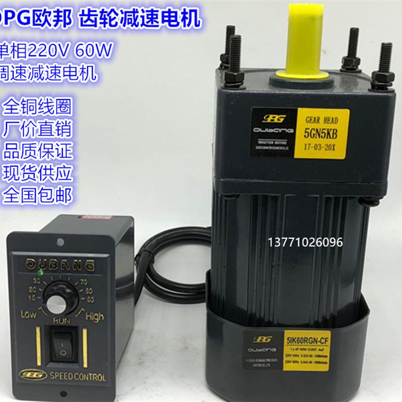 单相220V 60W 微型交流异步齿轮调速定速可逆控制马达5IK60RGN-CF