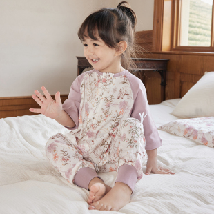 721星球婴幼儿睡袋夏季双层纱布薄款七分袖儿童分W腿宝宝防踢被