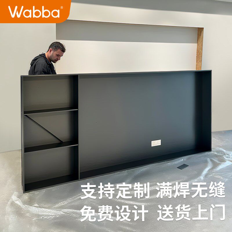 不锈钢电视壁龛嵌入式定制75寸电视机I壁龛嵌入式客厅背景壁龛钢