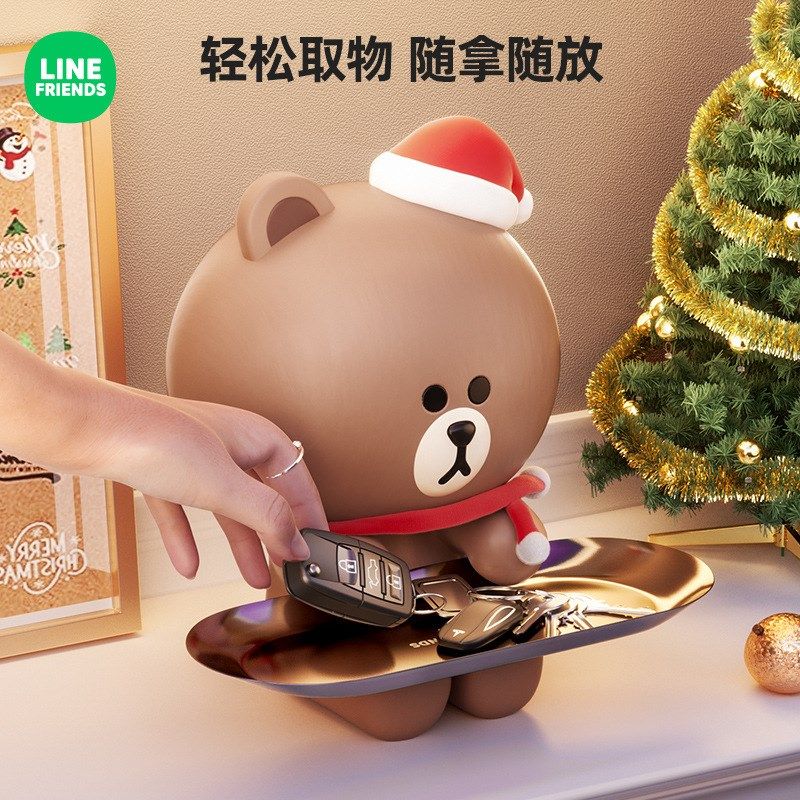 布朗熊圣诞桌面摆件浴室卡通可爱个性摆件生日V乔迁送礼装饰品